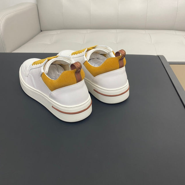 LP NEWPORT WALK SNEAKERS WHITE AND YELLOW CALFSKIN