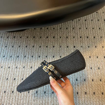 ALAIA MARY JANE SHOES IN BLACK ZP CUSTOM STRAW AND DENIM