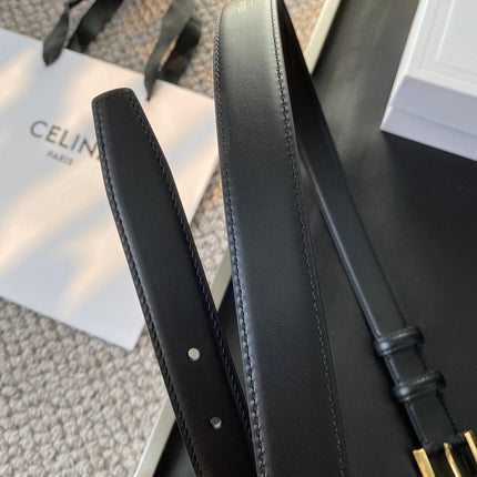 BELT 25MM IN BLACK REVERSIBLE ITALIAN CALFSKIN WITH VINTAGE GOLD BUCKLE