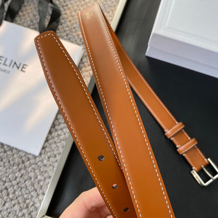 BELT 25MM IN BROWN REVERSIBLE ITALIAN CALFSKIN WITH VINTAGE SILVER BRASS BUCKLE