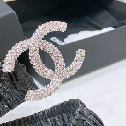 CC ELASTIC BELT 30MM IN BLACK CALFSKIN SILVER HARDWARE WITH RHINSTONES