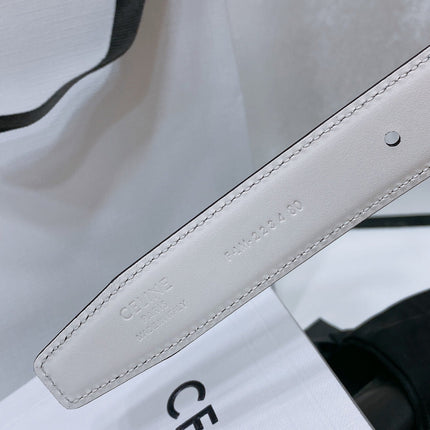 CL MEDIUM 25 MM TRIOMPHE BELT IN TAURILLON AND BLACK CALFSKIN GOLD HARDWARE