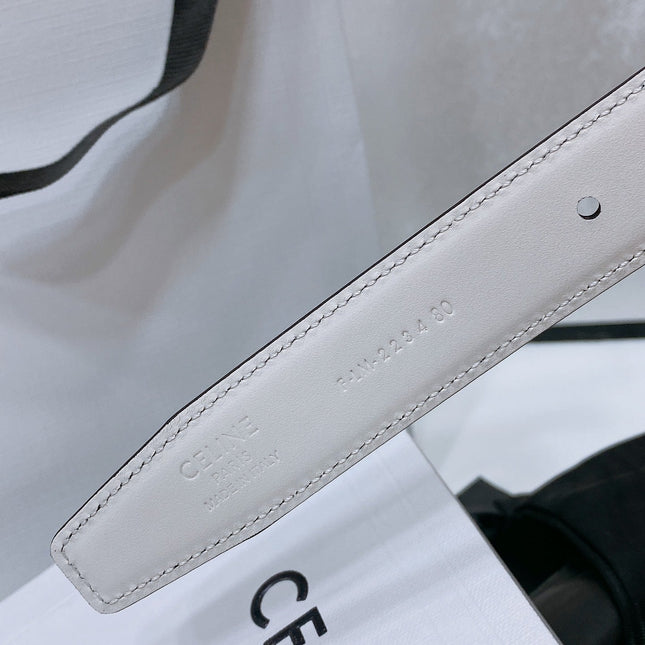 CL MEDIUM 25 MM TRIOMPHE BELT IN TAURILLON AND BLACK CALFSKIN GOLD HARDWARE