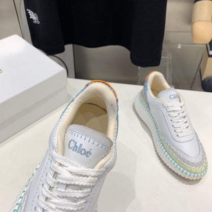 NAMA SNEAKER 5 CM IN WHITE MIX GREEN CALFSKIN