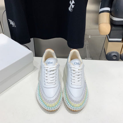 NAMA SNEAKER 5 CM IN WHITE MIX GREEN CALFSKIN