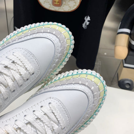 NAMA SNEAKER 5 CM IN WHITE MIX GREEN CALFSKIN