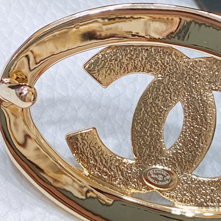 CC 30MM BELT IN BLACK SMOOTH CALFSKIN WHITE MIX BLACK METAL HARDWARE