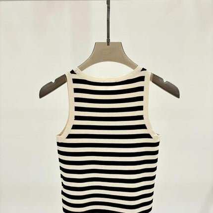 Celin Black Beige Stripe Tank Top