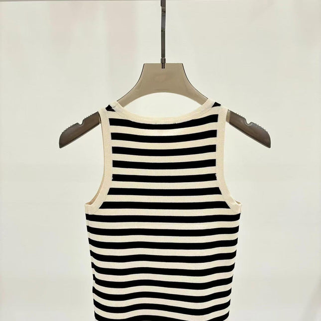 Celin Black Beige Stripe Tank Top