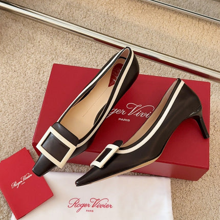 VIV’ CANARD PUMPS IN BLACK SHINY CALFSKIN