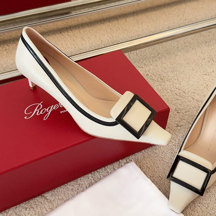 VIV’ CANARD PUMPS IN OFF WHITE SHINY CALFSKIN