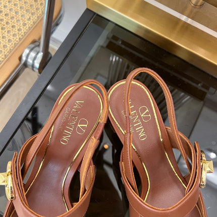 VLTN HIGH SANDAL 60MM IN BROWN CALFSKIN