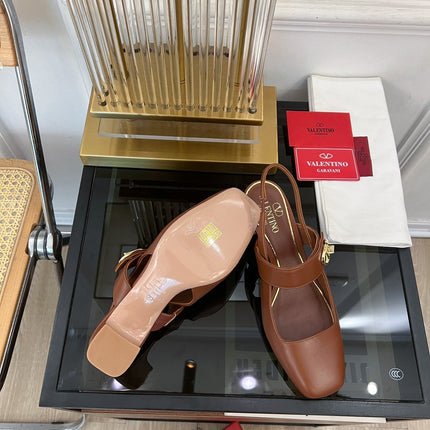 VLTN HIGH SANDAL 60MM IN BROWN CALFSKIN