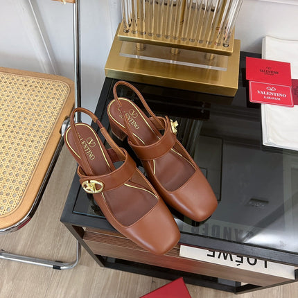 VLTN HIGH SANDAL 60MM IN BROWN CALFSKIN