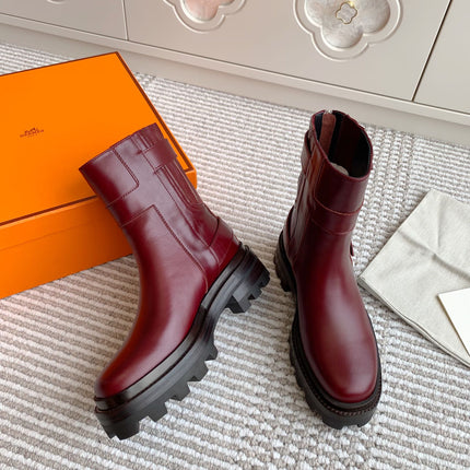 JAIME ANKLE BOOT IN BURGUNDY RED CALFSKIN