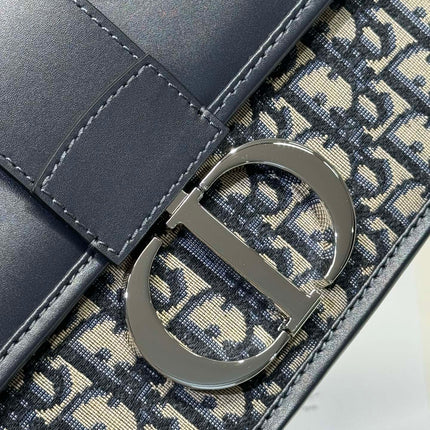 MONTAIGNE EAST-WEST BAG 24 IN BLACK LAMBSKIN AND MONOGRAM OBLIQUE JACQUARD