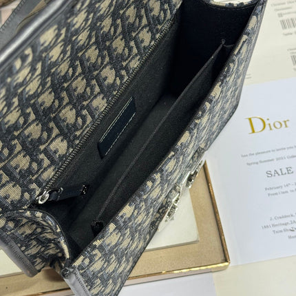 MONTAIGNE EAST-WEST BAG 24 IN BLACK LAMBSKIN AND MONOGRAM OBLIQUE JACQUARD