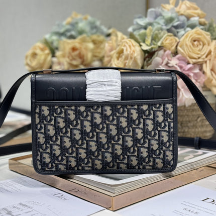 MONTAIGNE EAST-WEST BAG 24 IN BLACK LAMBSKIN AND MONOGRAM OBLIQUE JACQUARD