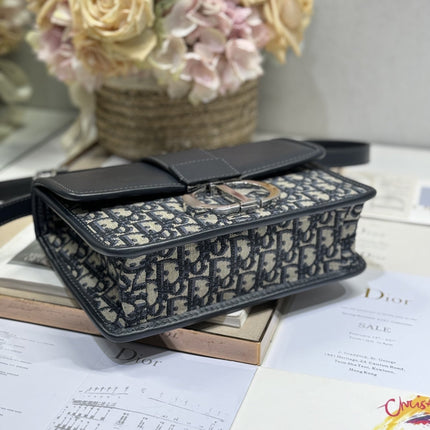 MONTAIGNE EAST-WEST BAG 24 IN BLACK LAMBSKIN AND MONOGRAM OBLIQUE JACQUARD