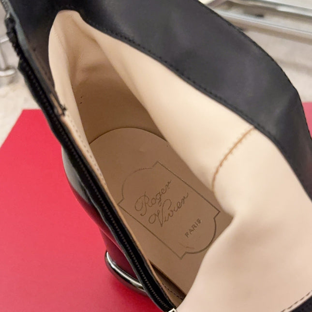 VIV' PODIUM BOOTIES IN BLACK LAMBSKIN