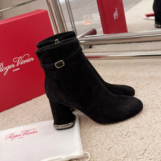 VIV' PODIUM BOOTIES IN BLACK SUEDE