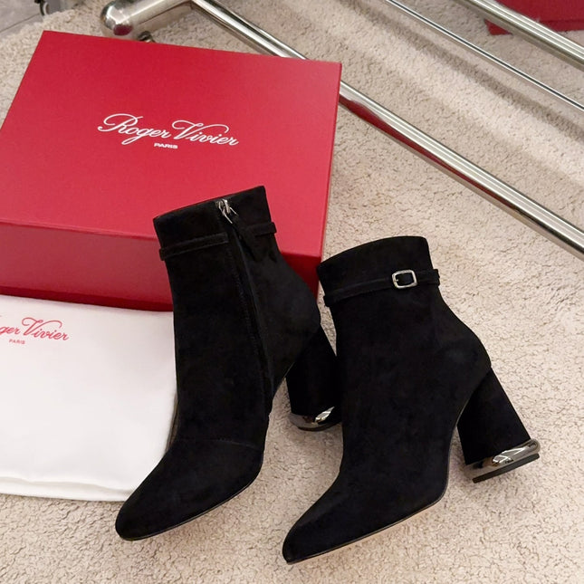 VIV' PODIUM BOOTIES IN BLACK SUEDE