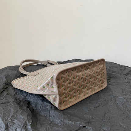 ANJOU MINI BAG 20 IN GREY MIX GREEN GOYARDINE CANVAS AND CALFSKIN