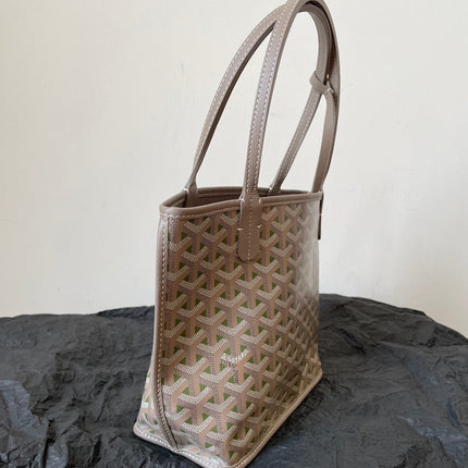 ANJOU MINI BAG 20 IN GREY MIX GREEN GOYARDINE CANVAS AND CALFSKIN