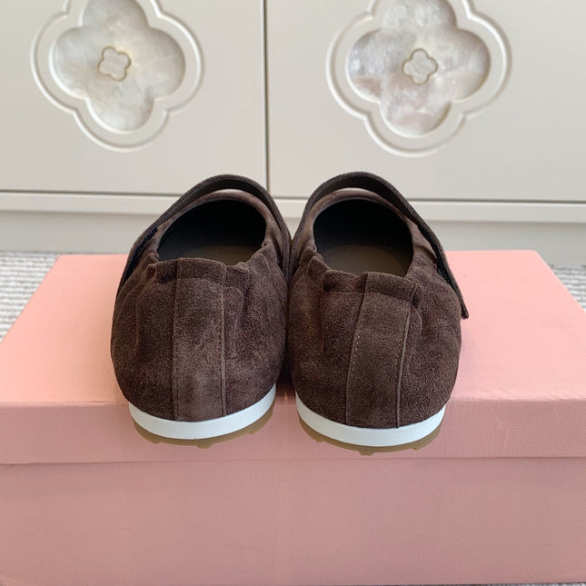 MARY JANE FLATS IN CHOCOLATE SUEDE