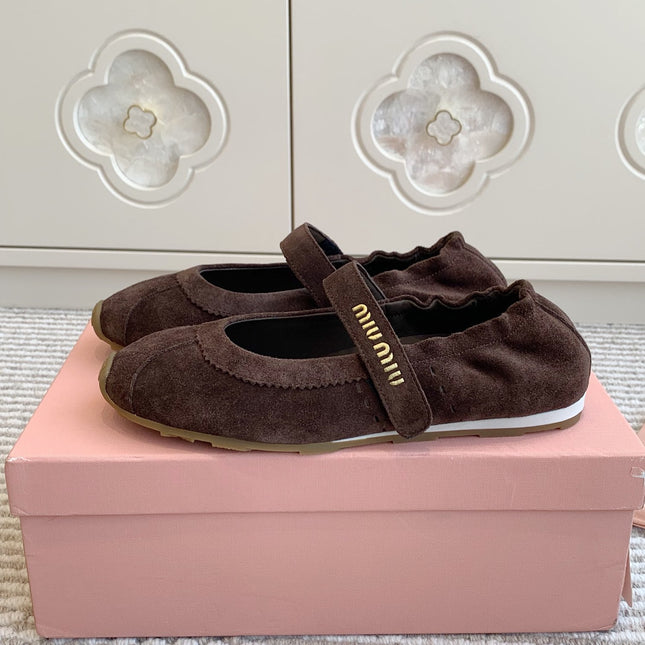 MARY JANE FLATS IN CHOCOLATE SUEDE