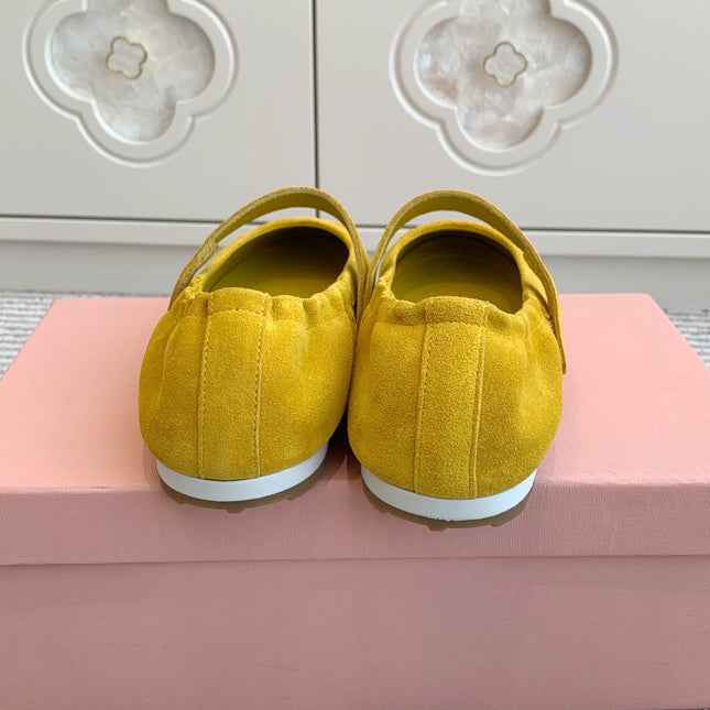 MARY JANE FLATS IN YELLOW SUEDE