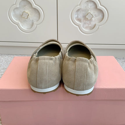 MARY JANE FLATS IN TROUT SUEDE