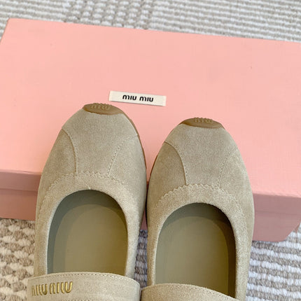 MARY JANE FLATS IN TROUT SUEDE