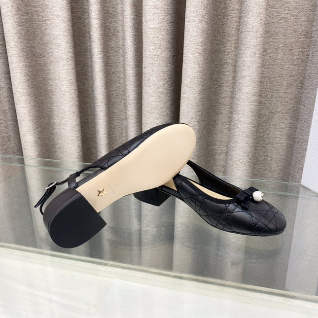 PEARL MARY JANE SLINGBACKS IN BLACK LAMBSKIN 30 MM