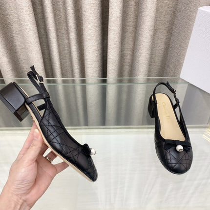 PEARL MARY JANE SLINGBACKS IN BLACK LAMBSKIN 30 MM