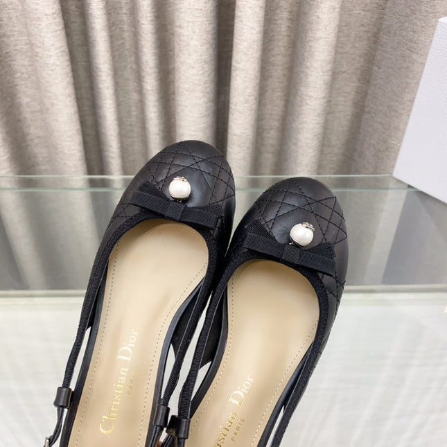 PEARL MARY JANE SLINGBACKS IN BLACK LAMBSKIN 30 MM
