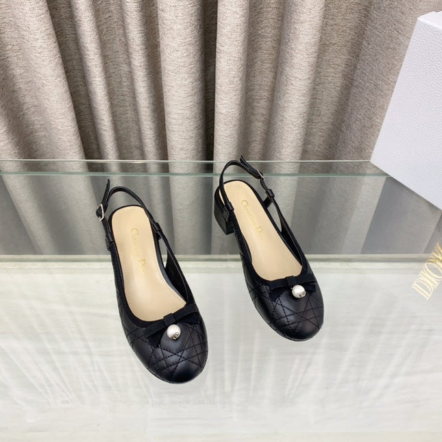 PEARL MARY JANE SLINGBACKS IN BLACK LAMBSKIN 30 MM