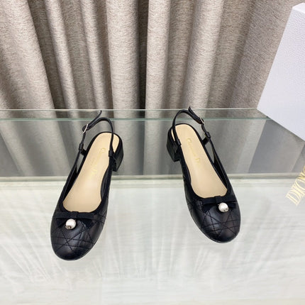 PEARL MARY JANE SLINGBACKS IN BLACK LAMBSKIN 30 MM