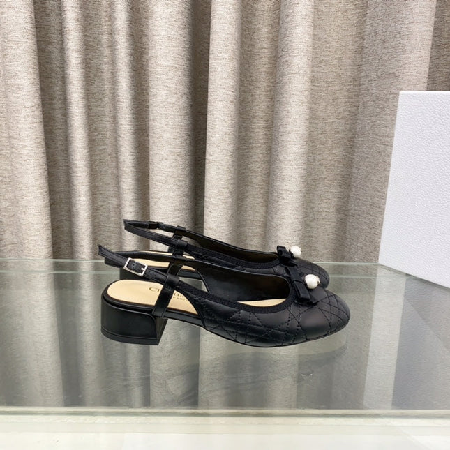 PEARL MARY JANE SLINGBACKS IN BLACK LAMBSKIN 30 MM