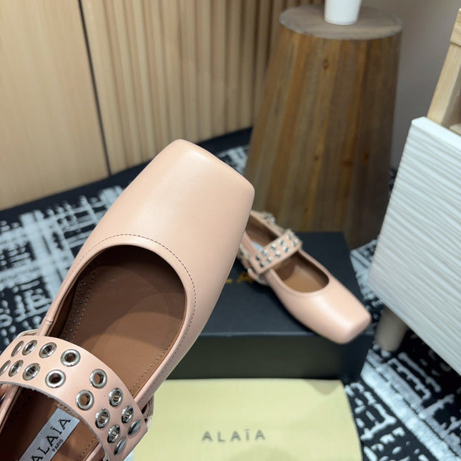 BIKER BALLET FLATS IN PEACH PINK CALFSKIN
