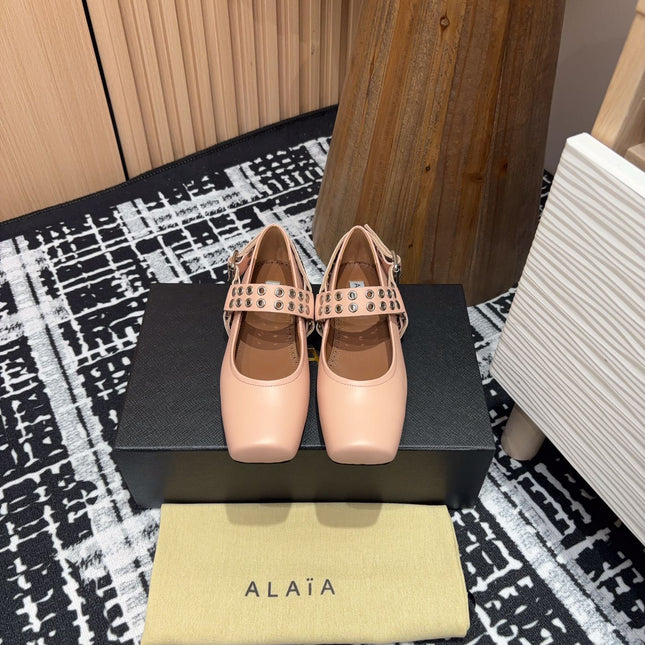 BIKER BALLET FLATS IN PEACH PINK CALFSKIN