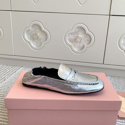 NAPPA LOAFERS IN SILVER METALLIC LAMBSKIN