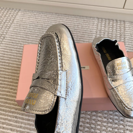 NAPPA LOAFERS IN SILVER METALLIC LAMBSKIN