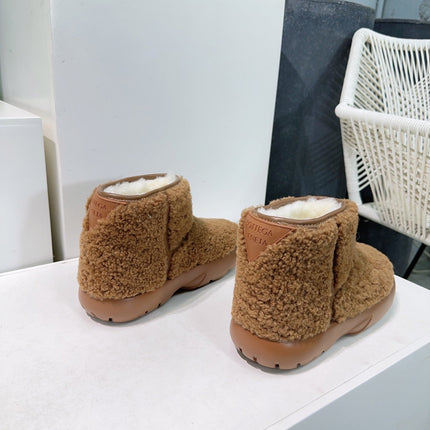 MINI ANKLE BOOT IN CHOCOLATE BROWN SHEARLING WITH ULTRA LIGHTWEIGHT RUBBER OUTSOLE