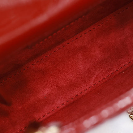 MINI LADY BAG 17 IN RED QUILTED MACROCANNAGE CALFSKIN