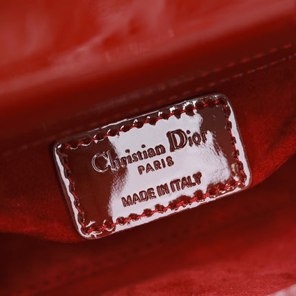 MINI LADY BAG 17 IN RED QUILTED MACROCANNAGE CALFSKIN