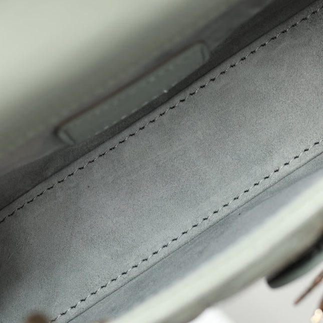 MINI LADY BAG 17 IN PALE LEAF GREEN QUILTED MACROCANNAGE CALFSKIN