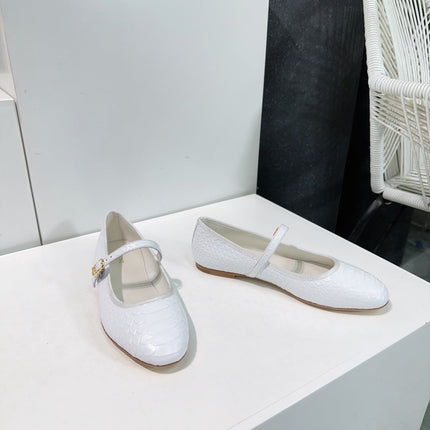 WHITE PYTHON PRINT LEATHER BALLET FLATS