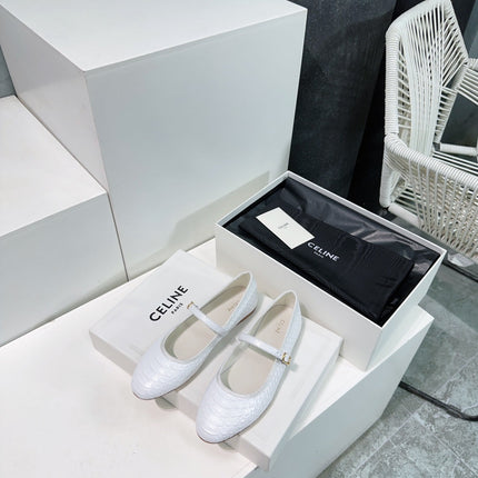 WHITE PYTHON PRINT LEATHER BALLET FLATS