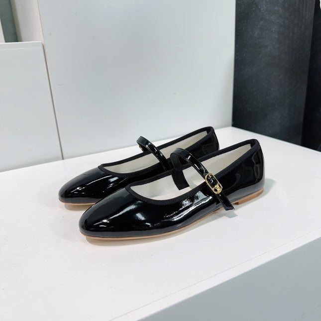 MARRY JANE FLAT IN BLACK PATENT CALFSKIN
